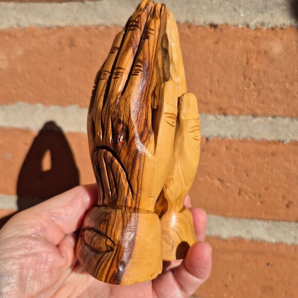 Praying Hands Sculpture Olive Wood Carving Made in Bethlehem - Picture 3 of 16